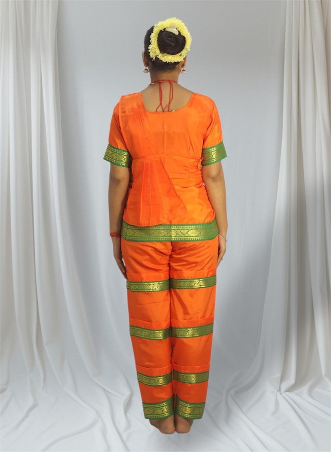 TWINKLE TOTS Bharatnatyam Orange dress for girls Classical Dance Bharatnatyam costume for girls fancy dress School Functions and Events - Image 3